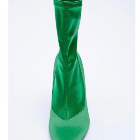 BLOGGER FAV!!! NWT! Zara green satin booties with air sole technology - Picture 3 of 8